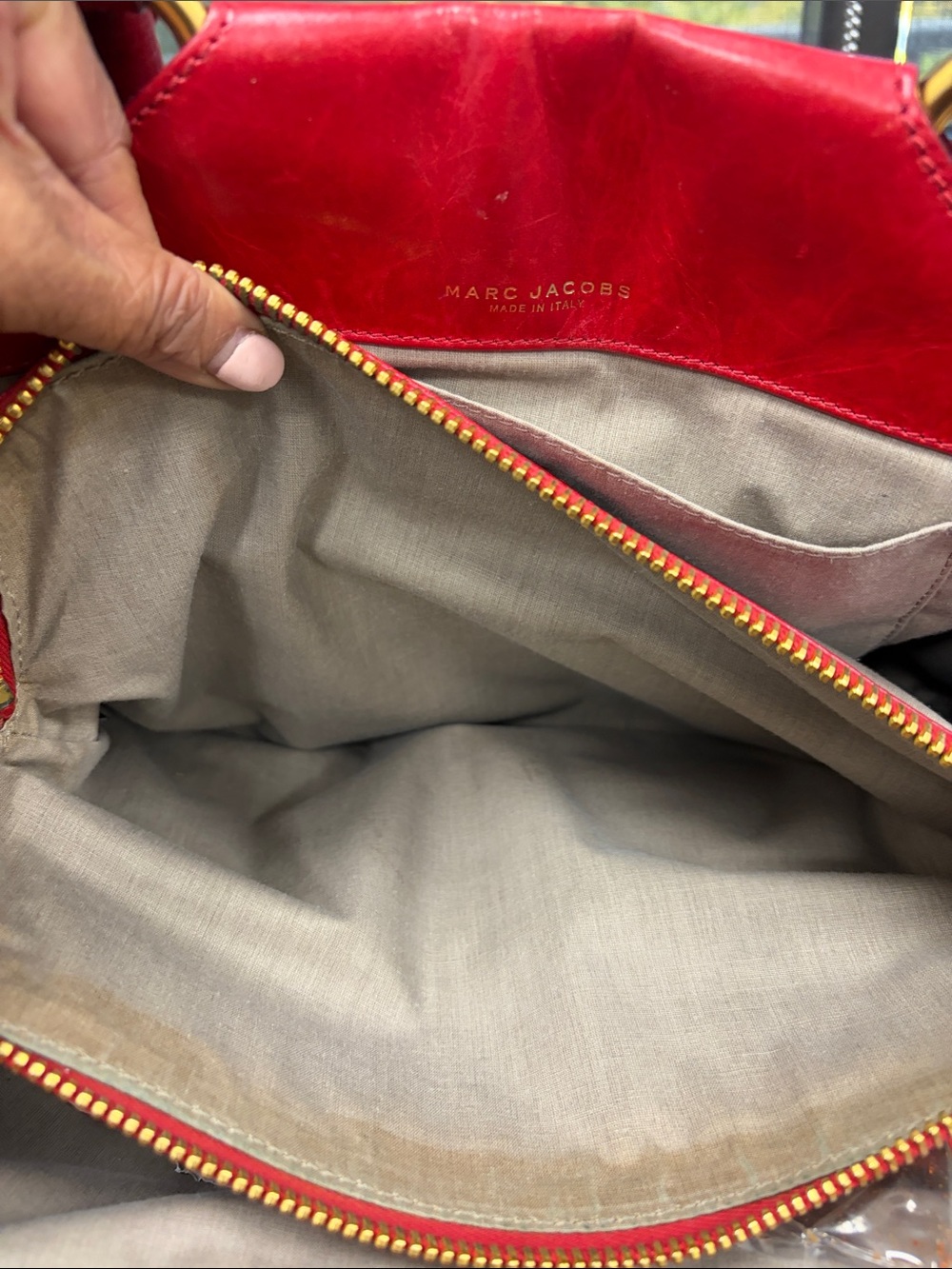Marc Jacobs Quilted Red Leather Satchel with Gold Accents - Picture 6 of 7
